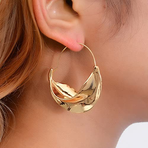 Chunky Basket Fulani Earrings for Women Big Gold Earrings African Earrings Round Hammered Earring Jewelry Gifts(2pcs)