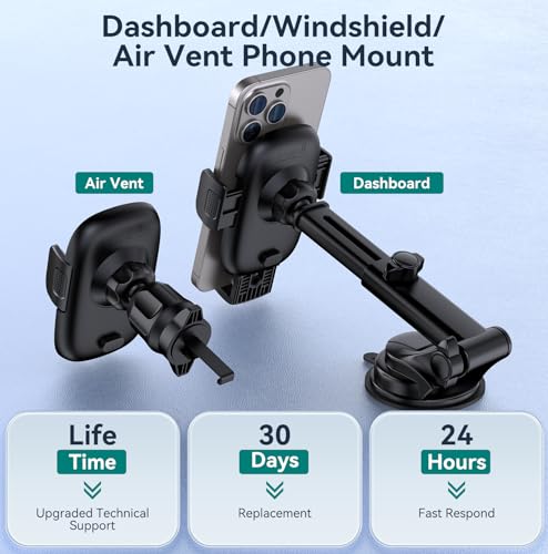 FESIYOYE Phone Holders for Your Car [Ultra-Durable Suction] Cell Phone Car Mount for Dashboard Windshield Air Vent Universal Automotive Accessories Car Mount Cradles Fit for iPhone Android Smartphones