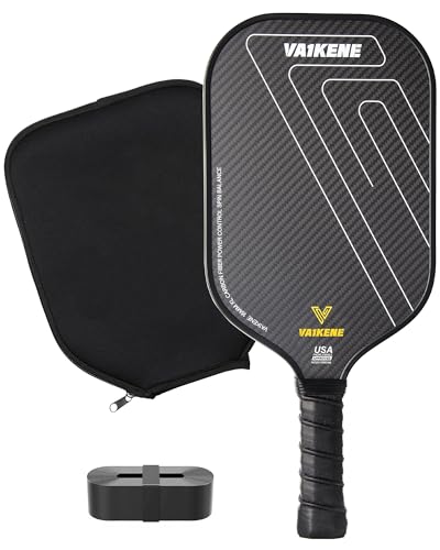 VA1KENE Pickleball Paddle, USA Pickleball Approved, 3K Raw Carbon Fiber SpinFlex Surface Paddle, 16MM PP Honeycomb Core Pickle Ball Racket for Men/Women