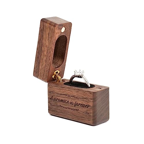 Yookin Wooden Ring Box Portable Ring Box Wood Ring Case Engagement, Proposals,Wedding Ceremony Jewelry Display Ring Box(A promise is forever-1)