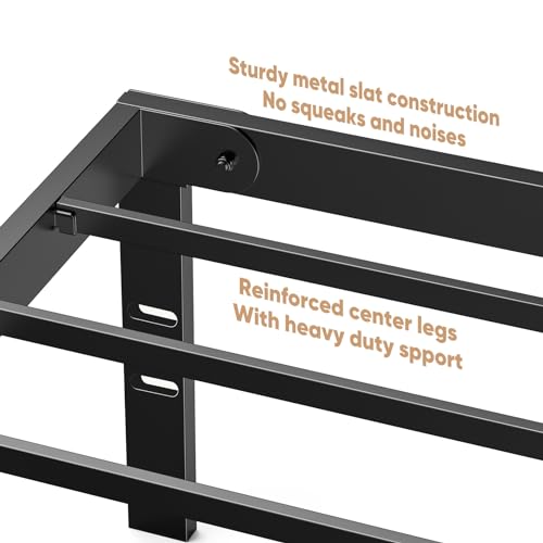 DUMOS Bed Frame - Twin Size Metal Platform Bed Frame Mattress Foundation with Steel Slat Support, No Box Spring Needed, Storage Space Under Frame, Easy Assembly, Black