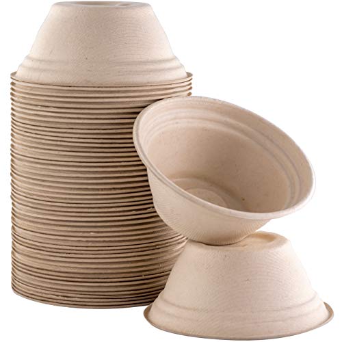 Mini 8 Oz Restaurant-Grade, Bowls Bulk 25 Pk. Great for Ice Cream, Chili or Soup. Disposable, Compostable Small Bowls are Allergen-Free, Leakproof and Microwave Safe for Hot or Cold Use