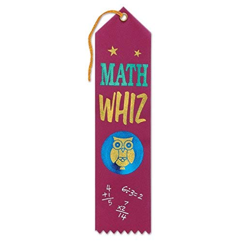 Beistle Math Whiz Award Ribbons, 2 by 8-Inch, 6-Pack