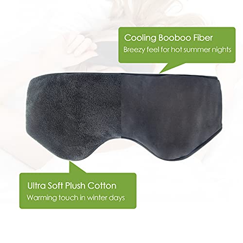 Sivio Weighted Eye Mask for Women & Men, Heatable and Freezable Weighted Eye Pillow with Silica Beads & Adjustable Strap, Soft Breathable Cotton Eye Cover for Sleeping Faster and Better, Black