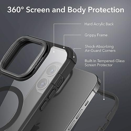 ESR for iPhone 13 Pro Max Case, Full Body Shockproof Case MagSafe, Military-Grade Protection, Magnetic Phone Case for iPhone 13 Pro Max, Shock Armor Kickstand Case (HaloLock), Clear Black