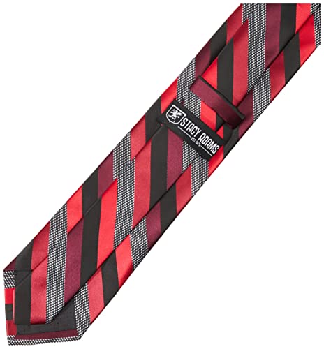 Stacy Adams Men's Microfiber Stripped Tie Set, Black/Red, One Size