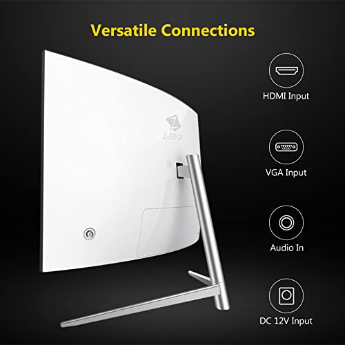 Z-Edge 27-inch Curved Gaming Monitor, Full HD 1080P 1920x1080 LED Backlight Monitor, with 75Hz Refresh Rate and Eye-Care Technology, 178° Wide View Angle, VGA+HDMI