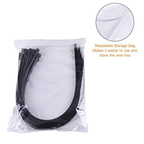 OneLeaf Cable Ties 24 Inch Heavy Duty Zip Ties with 200 Pounds Tensile Strength for Multi-Purpose Use, Self-Locking UV Resistant Nylon Tie Wraps, Indoor and Outdoor Tie Wire.30 Pcs Black
