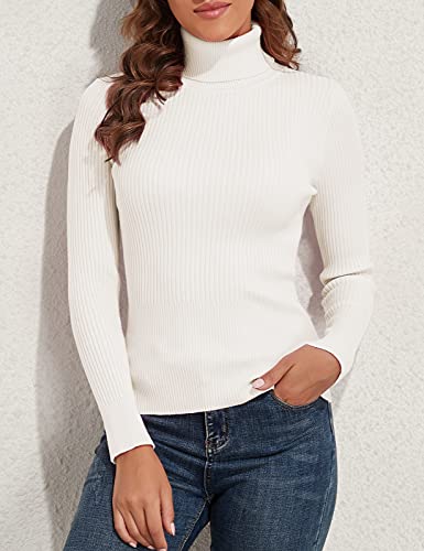 PrettyGuide Women's Ribbed Turtleneck Long Sleeve Sweater Windsor Wine S