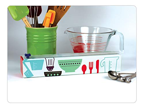 Chicwrap Cook's Tools Refillable Plastic Wrap Dispenser - Includes 12" x 250' Roll Professional Grade Disposable Plastic Wrap - Reusable Dispenser w/Slide Cutter - Ideal Dispenser & Saves Money
