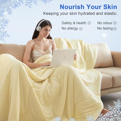 PHF Double Cooling Blanket Twin Size for Hot Sleepers, Soft Breathable Blankets for Summer with Double Side Cold, Q-Max>0.5 Arc-Chill Cool Lightweight Blanket for Night Sweats, 60"x80",Alabaster Gleam