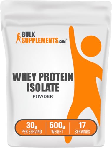 BulkSupplements.com Whey Protein Isolate Powder - Whey Protein Powder, Unsweeteneed, Unflavored & Gluten Free - 30g per Serving, 500g (1.1 lbs) (Pack of 1)