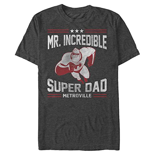 Disney Men's Mr Incredible Tees, Grey/Sporty Super Dad, Small