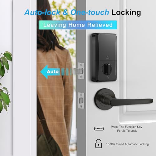 KANFOX KS2 Fingerprint Door Lock, Keyless Entry Door Lock Deadbolt with Keypad, Electronic Door Lock Deadbolt, Smart Locks for Front Door, Door Lock with Code,Auto Lock,Easy Installation，Matte Black