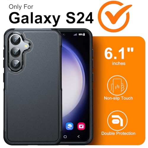 Oterkin for Samsung Galaxy S24 Case, [10FT Military Grade Protection] Galaxy S24 Case [Shockproof][Heavy Duty Dropproof] S24 Phone Case [Non-Slip Slim] Protective Case for Samsung S24 (B-Black)