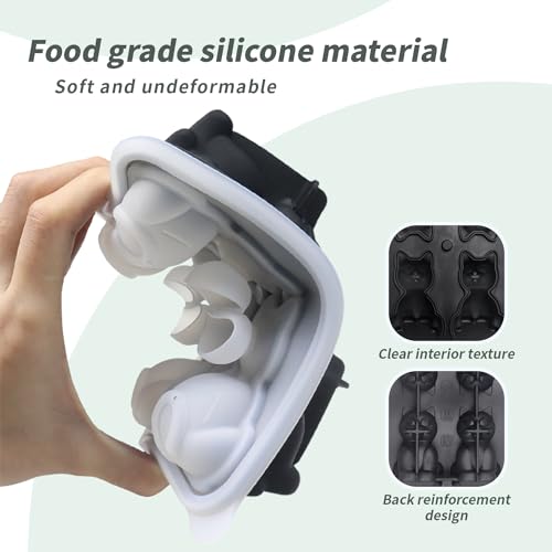 3D Kitten Ice Cube Tray,BPA-Free Ice Cube Molds,Multifunctional Chocolate Mold Great for Jelly, Candy, Whiskey, coffee,soda,Kitchen Accessaries (Black)