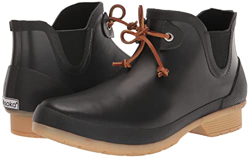 Chooka Womens Classic Tie Bootie Chelsea Rain, Black, 6 US