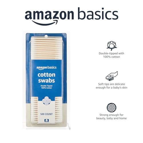 Amazon Basics Cotton Swabs, 500 Count