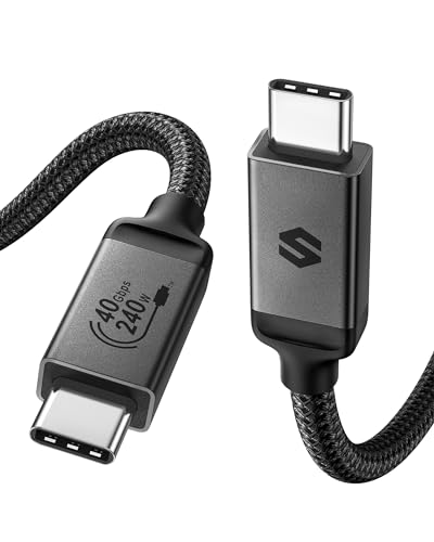 Silkland USB 4 Cable for Thunderbolt 4 Cable 40 Gbps 240W Fast Charging 1FT, 8K@60Hz 5K@60Hz 4K@144Hz, PD 3.1, Compatible with Thunderbolt 4/3, iPhone 15, MacBook Pro, Docking, eGPU, SSD, Monitor