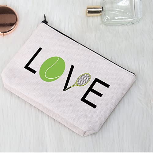 CMNIM Tennis Makeup Bag Tennis Gifts for Tennis Players Cosmetics Bag Gifts for Tennis Lovers Tennis Makes Me Happy Travel Bag Zipper Pouch Organizer (Tennis Makeup Bag)