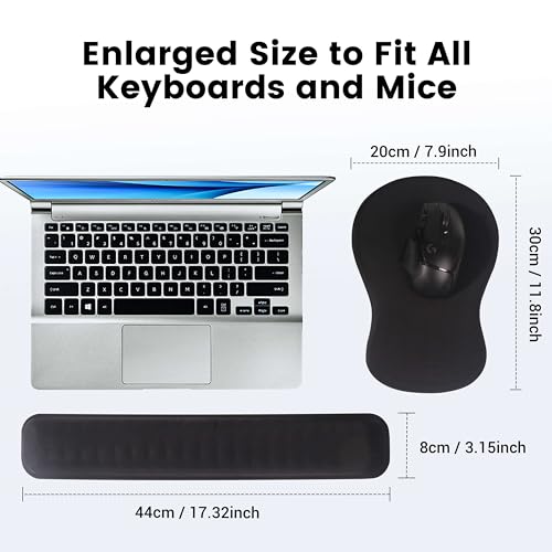 Mekass Ergonomic Mouse Pad and Keyboard Wrist Rest Set, Super Soft Memory Foam Desk Wrist Support Cute for Computer Keyboard, Non-Slip Arm Rests Cushion for Typing Gaming Office Laptop Mac (Purple)