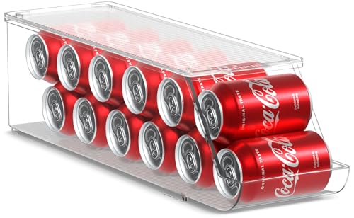 Sorbus Soda Can Organizer for Refrigerator - Stackable with Lid, Holds 12 Cans Each, BPA-Free - Fridge Organizers and Storage, Soda Can Dispenser for Refrigerator (1 Pack)