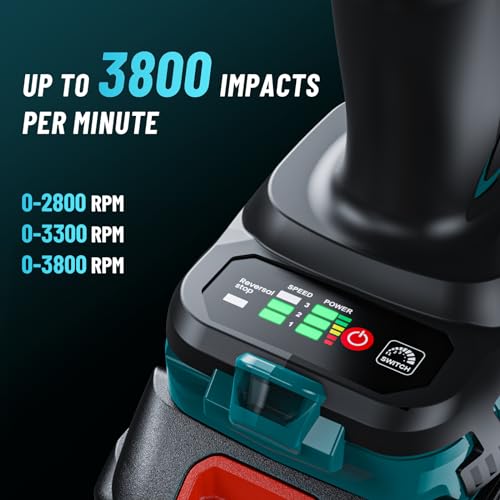 Seesii Cordless Impact Wrench, 1180Ft-lbs(1600N.m) High Torque Impact Gun 3/4", Brushless Impact Wrench w/ 5.0Ah Battery & Fast Charger, Electric Impact Wrench for Truck, Heavy-duty Project, WH1000