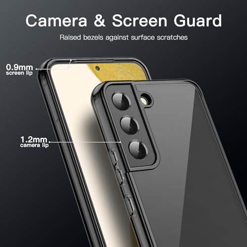 JETech Case for Samsung Galaxy S22 5G 6.1-Inch, Non-Yellowing Shockproof Bumper Protective Phone Cover, Anti-Scratch Hard PC Back (Black)