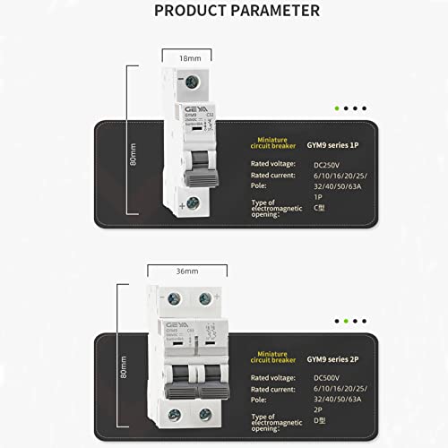 GEYA Mini Circuit Breaker DC,Din Rail 6KA DC MCB (1P 16A 250VDC)