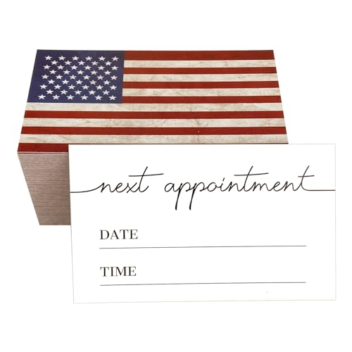 RXBC2011 100 Pack Patriotic American Flag Appointment Reminder Cards 2x3.5 Inches