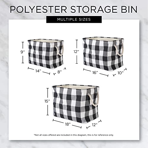 DII Buffalo Check Storage Collection Collapsible Bin with Handles, Medium Rectangle, 16x10x12, Black & White