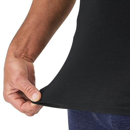 Hanes Ultimate Men's Perfect Flex V-Neck Tee, Stay Tucked Undershirt, Slim Fit Tight on Arms T-Shirt, White & Black