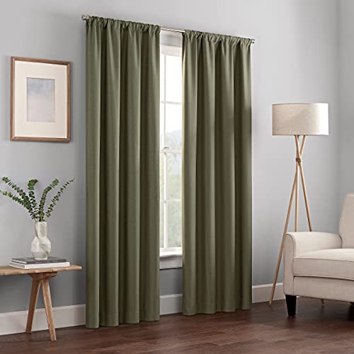 Eclipse Kendall Solid Textured Blackout Thermal Insulated Lining Grommet Window Curtain for Bedroom (1 Panel), 42 in x 84 in, Black
