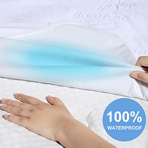 Waterproof Mattress Protector Twin Size Mattress Cover Cooling Mattress Pad Breathable Noiseless Soft Bed Protector Deep Pocket Fits 6"-15", Machine Washable (Twin, 1 Pack)