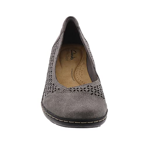 Clarks Women's Cora Iris Ballet Flat, Pewter Metallic Textile, 8.5