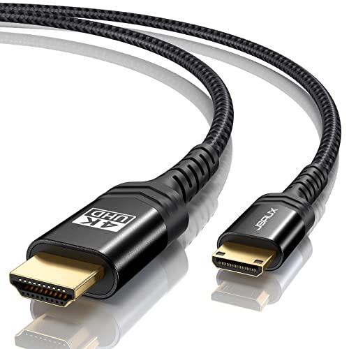 JSAUX Mini HDMI to HDMI Cable 3FT, [Aluminum Shell, Braided] High Speed 4K 60Hz HDMI 2.0 Cord, Compatible with Camera, Camcorder, Tablet and Graphics,Black