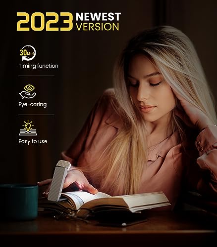 OPAUL USB Rechargeable Book Light, Clip-on LED Bookmark Reading Light in Bed, 3 Amber Colors & 5 Brightness, Long Lasting, Perfect Gifts Stocking Stuffers for Book Lovers, Adults, Kids