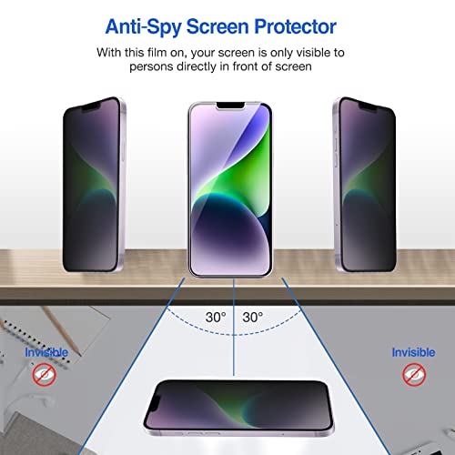 ProCase 2 Pack Privacy Screen Protector for 6.7 Inch iPhone 14 Plus/iPhone 13 Pro Max, 9H Anti Spy Dark Tempered Glass Screen Film Guard for iPhone 14 Plus 2022/ iPhone 13 Pro Max 2021, Case Friendly