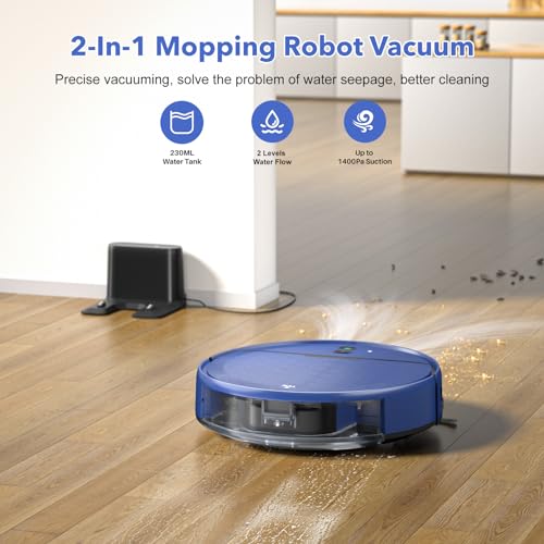 2 in 1 Mopping and Vacuuming Robot, Robot Vacuum and Mop Combo Compatible with WiFi/App, Robotic Vacuum Cleaner Self-Charging, Slim, Ideal for Pet Family, Hard Floor, Hair, Low Pile Carpet