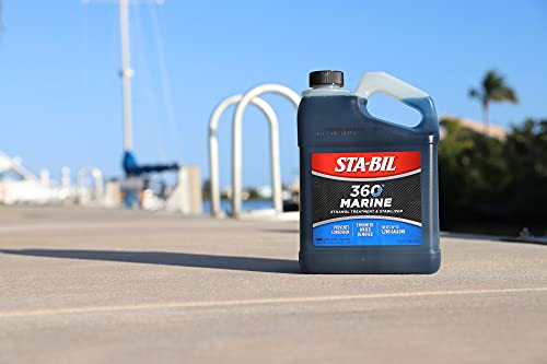 STA-BIL 360 Marine Ethanol Treatment & Fuel Stabilizer - Full Fuel System Cleaner - Fuel Injector Cleaner - Removes Water - Treats 1280 Gallons - 128 Fl. Oz. (22250),Gold, 1 Gallon