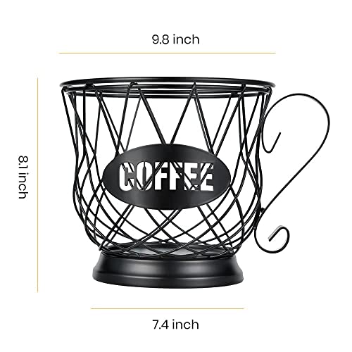 TreeLen Coffee Pod Holder, K Cup Organizer, Large Capacity K Cup Holder for 40 K Cups, K Pod Storage for Coffee Bar - Black
