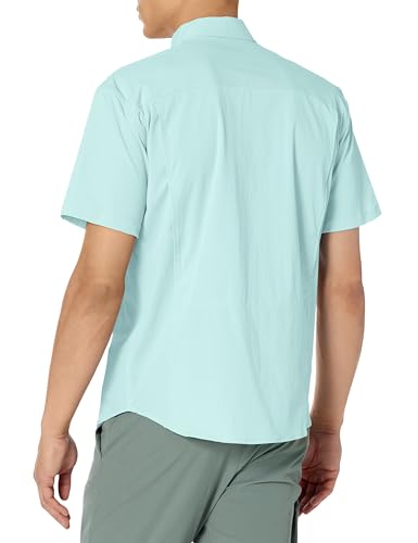 HUK Standard Back Draft Solid Short Sleeve Button, Vented Fishing Shirt for Men, Eggsheel Blue