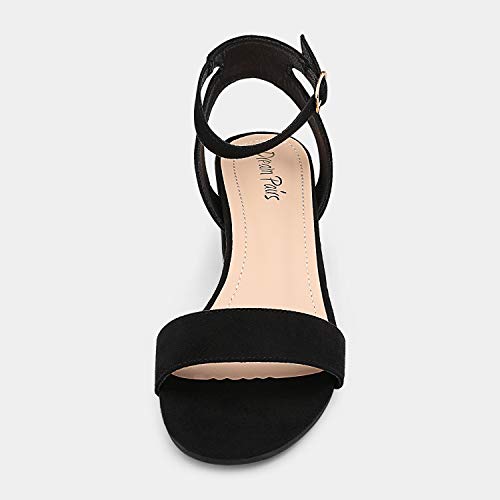 DREAM PAIRS Womens Open Toe Ankle Strap Low Block Chunky Heels Sandal Party Dress Pumps Shoes, Nude/Suede - 9 (Carnival)