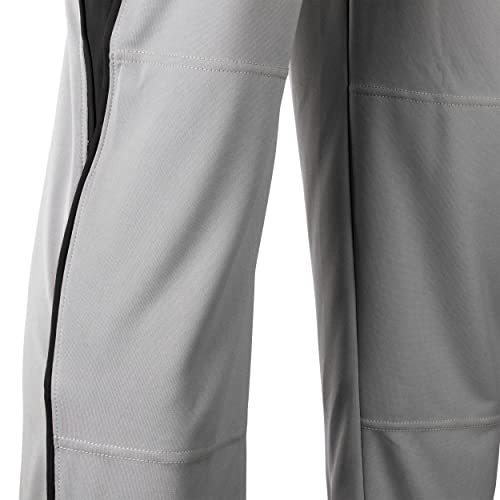 CHAMPRO Adult Triple Crown OB2 Open-Bottom Loose Fit Baseball Pants with Adjustable Inseam and Reinforced Sliding Areas , Grey,black, Medium