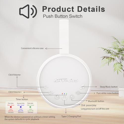 White Noise Machine for Sleeping Adults & Baby, Portable Sound Machine with 24 Soothing Sounds, Bluetooth 5.1, Battery Powered, 3 Timer Settings, Memory Function for Home, Office, Travel (Orange)