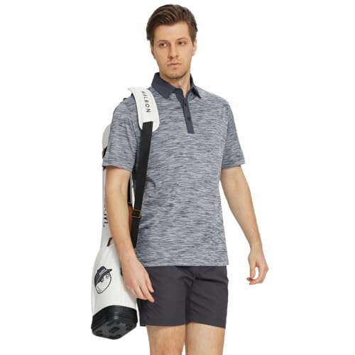 M MAELREG Mens Golf Shirt Short Sleeve Dry Fit Moisture Wicking Heather Pique Casual Collared Polo Shirts for Men