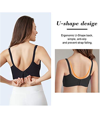 iloveSIA 2Pack Nursing Bra for Breastfeeding Nursing Sports Bra Maternity Pregnancy Seamless Wireless Fit Bra Regular & Plus Size Black Nude M