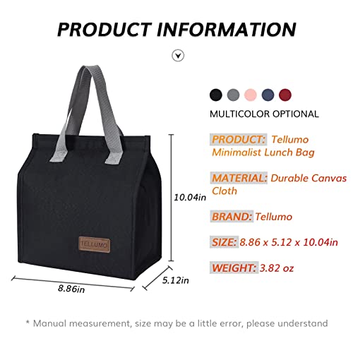 TELLUMO Lunch bag, Insulated Lunch Bag for Women Men Large Lunch Box Container Reusable Leakproof Tote for Office, Work, School, Beach or Travel (S- Corduroy BlackClub)