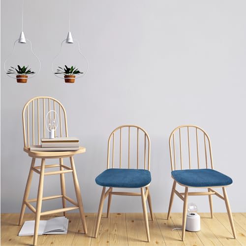 PAGGED Blue Foam Seat Cushions Kitchen Chairs Pads for Dining Chairs Non Slip Office Seat Cushions Washable U Shaped Soft Thick Large Metal Wooden Chair Cushions,17" x 15"