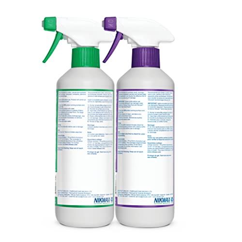Nikwax Tent & Gear, Tent & Gear Duo-Pack, 500ml, SolarWash & SolarProof, Cleaning & Waterproofing Spray, Cleaner, Restores DWR Water Repellency on Outdoor Fabric, Rain Fly, Backpacks
